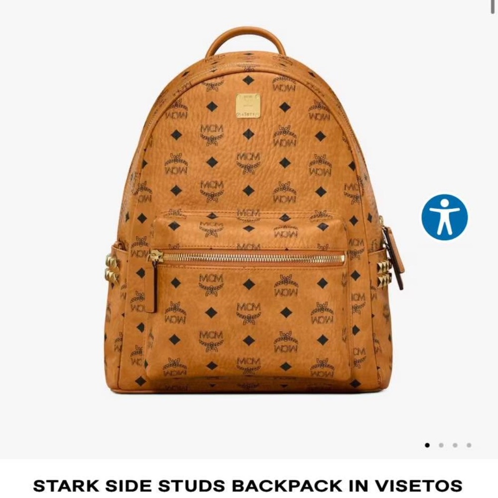 MCM Brown Stark Side Studs Backpack in Visetos